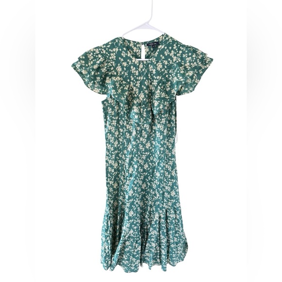 Soeur Lily Cotton Green Floral Midi Dress Sz 38 (Medium) - Picture 6 of 15